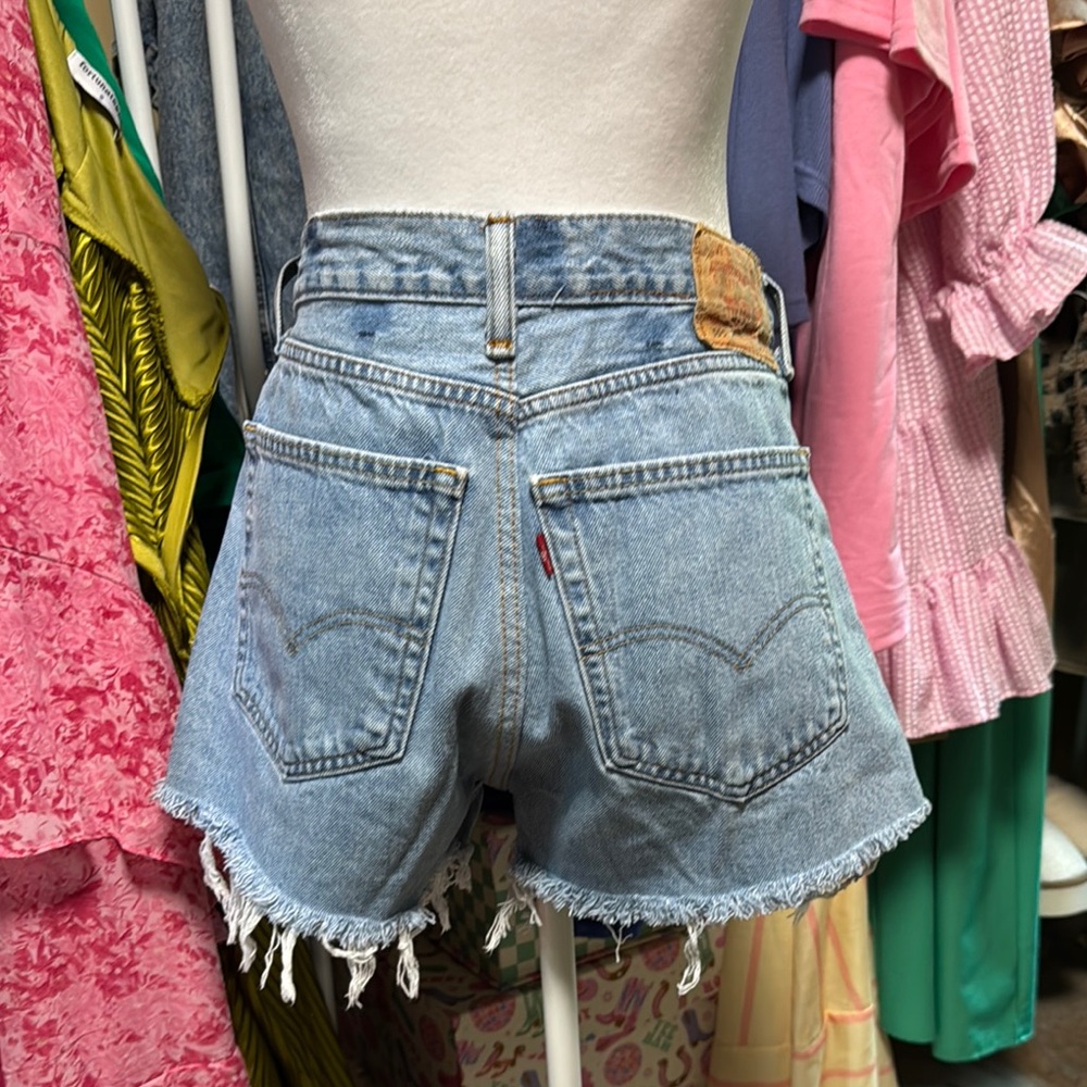 Levi's Blue Jean Shorts High-Waisted Distressed